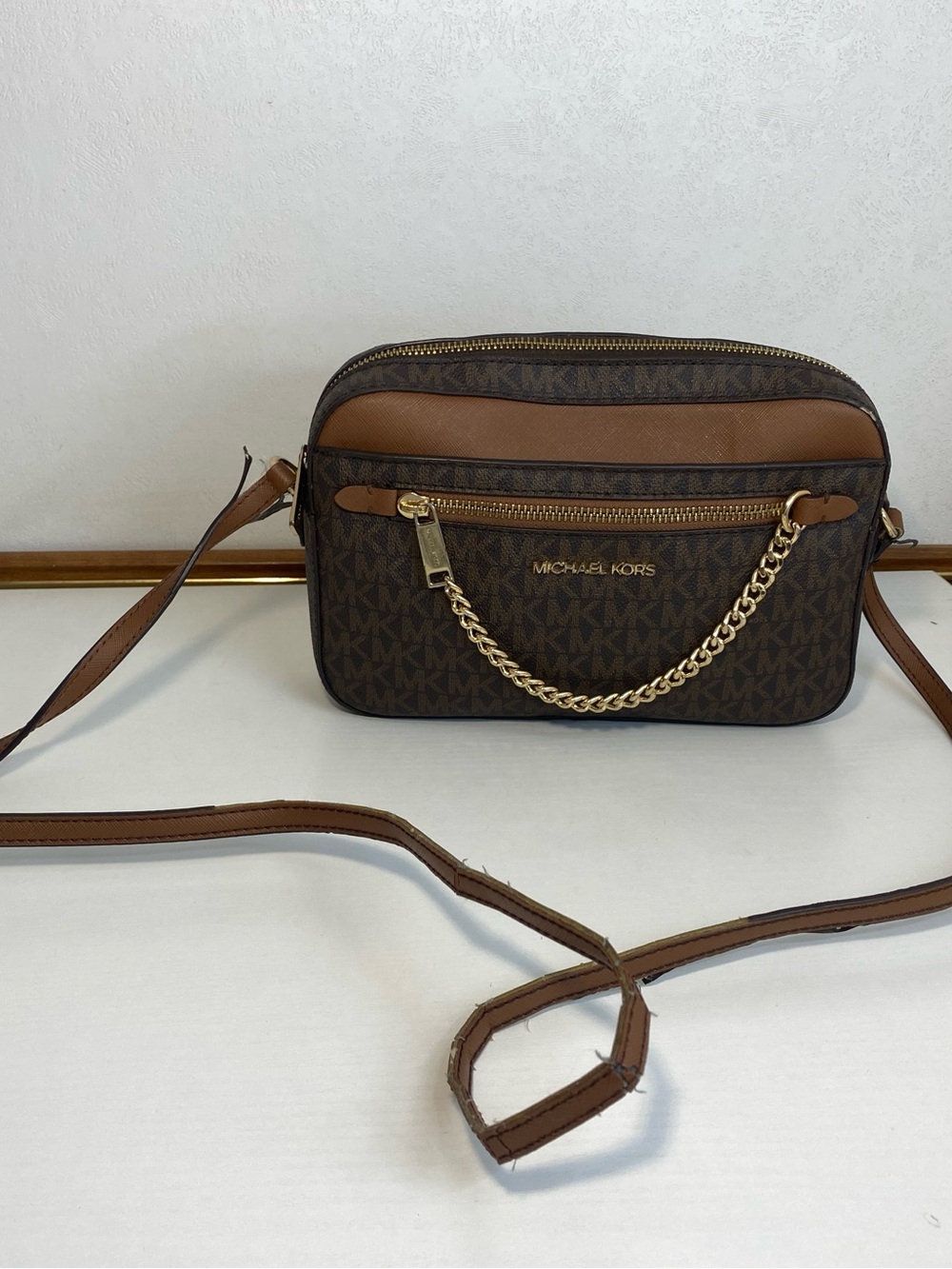 Michael Kors Jet Set Large Logo Crossbody Brown MK 35S1GTTC9B